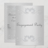 Invitation ÉLÉGANT FIANÇAILLES CRISTAL ARGENT Semi brillant (Devant / Derrière)