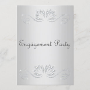 Invitation ÉLÉGANT FIANÇAILLES CRISTAL ARGENT Semi brillant