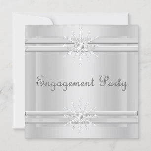 Invitation ÉLÉGANT FIANÇAILLES CRISTAL ARGENT Semi brillant