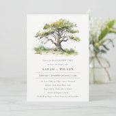 Invitation Élégant Fiançailles d'aquarelle verte en chêne (Debout devant)