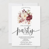 Invitation Élégant Fiançailles de fleurs blanches bordeaux (Devant)