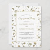 Invitation Élégant Fiançailles de vin aux fleurs d'or (Devant)