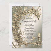 Invitation Élégant Fiançailles décoratif or moderne (Devant)