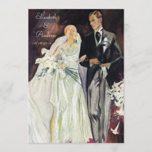 Invitation Élégant Fiançailles édouardien