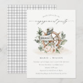 Invitation Élégant Fiançailles floral de roue d'Ancre nautiqu (Devant / Derrière)