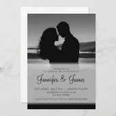 Invitation Élégant Fiançailles photo noir et blanc (Devant / Derrière)