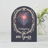 Invitation Elegant Fireworks 250 Years Celebration QR Code (Debout devant)