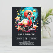 Invitation Elégant Flamant rose numérique anniversaire (Debout devant)
