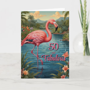 Invitation Élégant flamant rose paradis tropical anniversaire