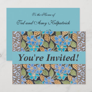 Invitation Élégant Fleur Bleu Périwinkle Floral Classic