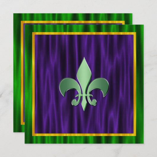 Invitation Élégant Fleur De Lis Mardi Gras Mariage (Devant / Derrière)