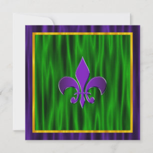 Invitation Élégant Fleur De Lis Mardi Gras Mariage