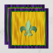 Invitation Élégant Fleur De Lis Mardi Gras Mariage (Devant / Derrière)