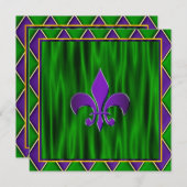 Invitation Élégant Fleur De Lis Mardi Gras Mariage (Devant / Derrière)