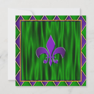 Invitation Élégant Fleur De Lis Mardi Gras Mariage