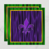 Invitation Élégant Fleur De Lis Mardi Gras Mariage (Devant / Derrière)