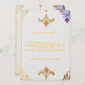 Invitation Élégant fleur de Lis Or (Devant / Derrière)