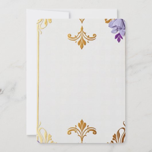 Invitation Élégant fleur de Lis Or (Dos)