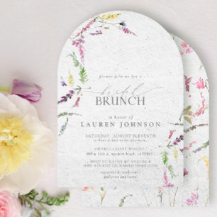 Invitation Elégant Fleur sauvage aquarelle Floral Bridal Brun