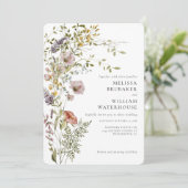 Invitation Elégant Fleur sauvage aquarelle Mariage photo (Debout devant)