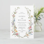 Invitation Elégant Fleur sauvage aquarelle Mariage rose simpl (Debout devant)