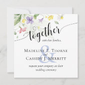 Invitation Elégant Fleur sauvage Aquarelle Rainbow Mariage  (Devant)