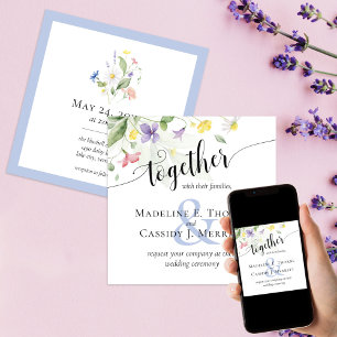 Invitation Elégant Fleur sauvage Aquarelle Rainbow Mariage 