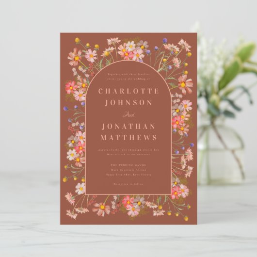 Invitation Élégant Fleur sauvage Arch Mariage de automne en t (Debout devant)