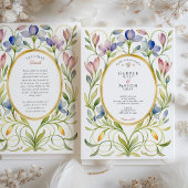 Invitation Élégant Fleur sauvage Art Nouveau Gold Frame Maria