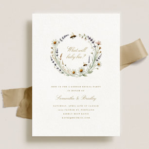 Invitation Élégant Fleur sauvage Baby Genre Reveal Party