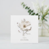 Invitation Élégant Fleur sauvage blanc chic Carré Mariage (Debout devant)