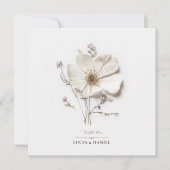 Invitation Élégant Fleur sauvage blanc chic Carré Mariage (Devant)