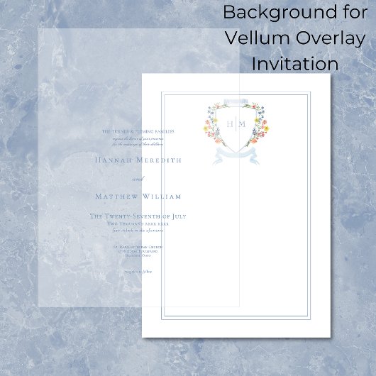 Invitation Élégant Fleur sauvage bleu Dusty Arrière - plan