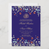 Invitation Élégant fleur sauvage Bleu musulman musulman Maria (Devant)
