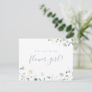 Invitation Elégant Fleur sauvage bleu, tu seras ma fille de f
