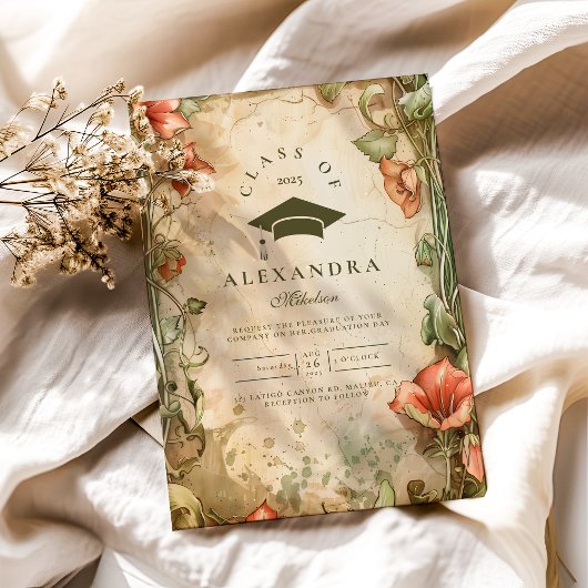Invitation Élégant Fleur sauvage Bloom Graduation Party