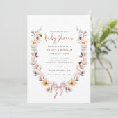 Invitation Elégant Fleur sauvage Boho Baby shower de couronne (Debout devant)