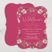 Invitation Elégant Fleur sauvage Boho Baby shower rose chaud (Devant / Derrière)