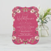 Invitation Elégant Fleur sauvage Boho Baby shower rose chaud (Debout devant)