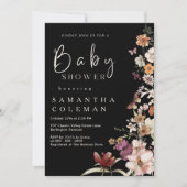 Invitation Elégant Fleur sauvage Boho Black Pastel Baby showe (Devant)