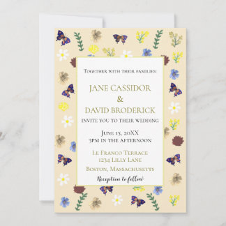 Invitation Élégant Fleur sauvage Boho Eggshell Mariage