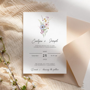 Invitation Élégant Fleur sauvage Boho Floral Bouquet Mariage