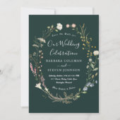 Invitation Élégant Fleur sauvage Boho rustique Mariage vert f (Devant)