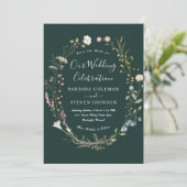 Invitation Élégant Fleur sauvage Boho rustique Mariage vert f (Debout devant)