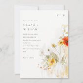 Invitation Elégant Fleur sauvage Citrouille aquarelle Mariag (Devant)
