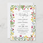 Invitation Élégant Fleur sauvage coloré brillant Mariage flor (Devant)