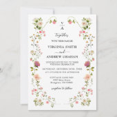 Invitation Élégant Fleur sauvage coloré Mariage monogramme (Devant)