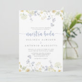 Invitation Élégant Fleur sauvage coloré Nuestra Boda Mariage (Debout devant)