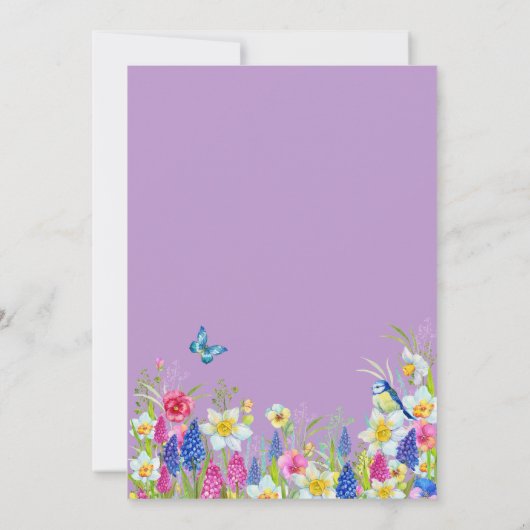 Invitation Élégant Fleur sauvage coloré papillons Mariage (Dos)