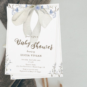 Invitation Elégant Fleur sauvage Coquette Bow Baby shower